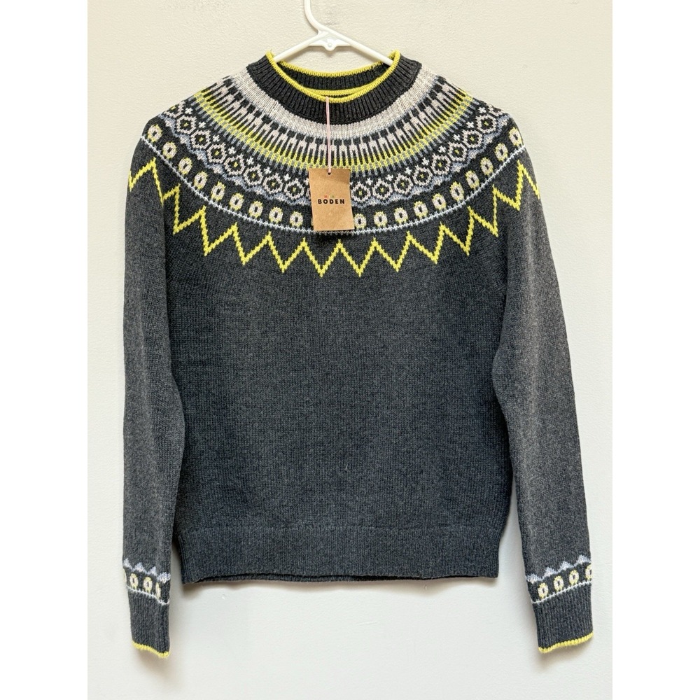 NWT MINI BODEN Fair Isle Sweater Grey 13-14Y 164cm